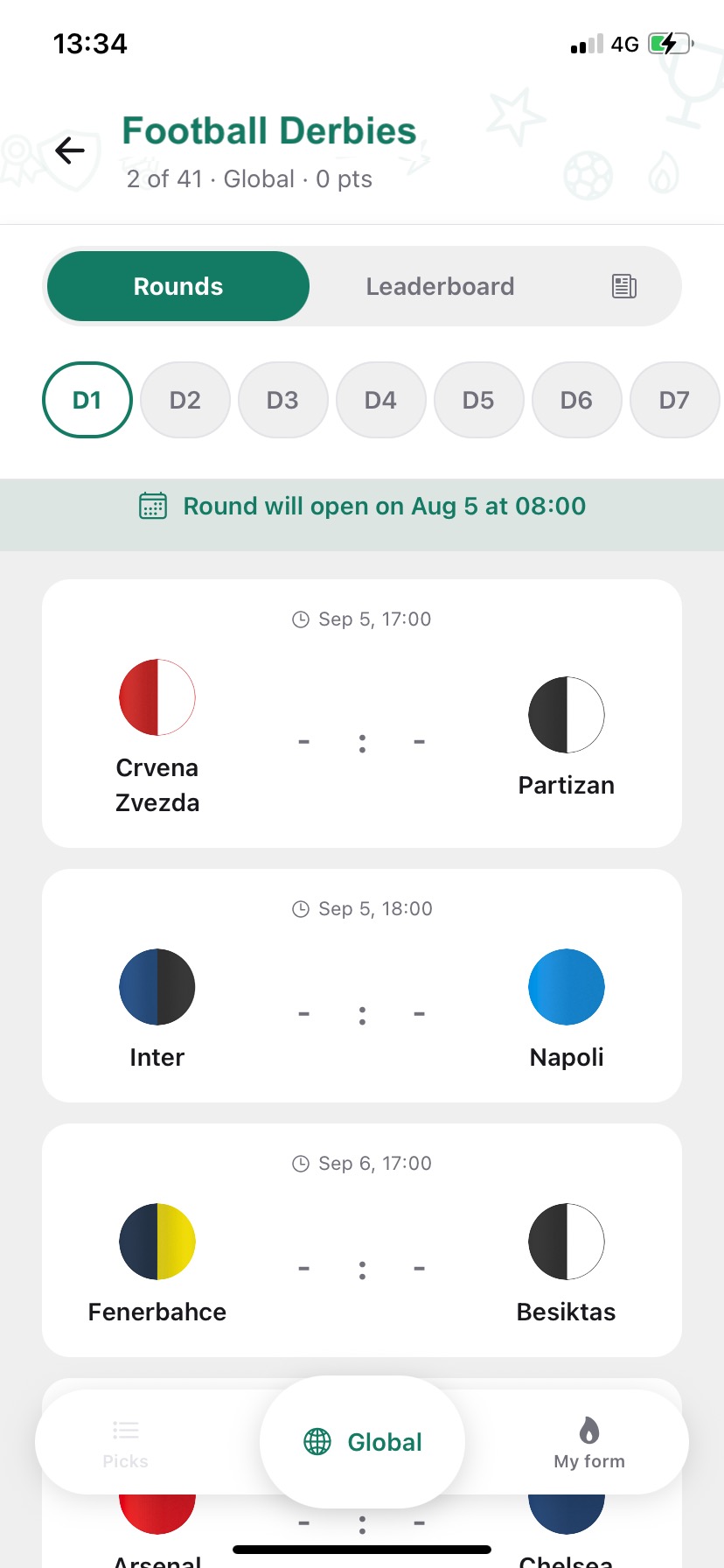 Football Derbies 26/27 predictions screenshot